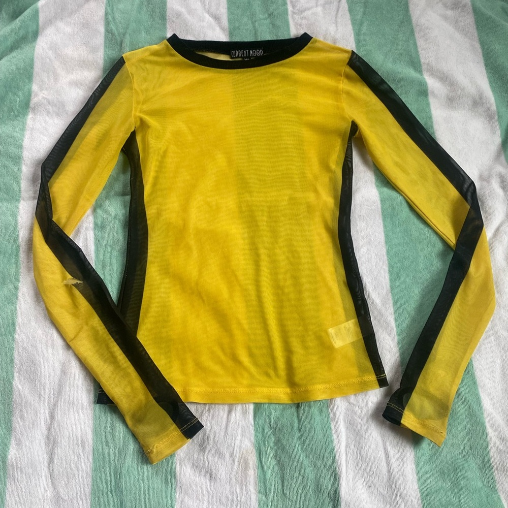 XS sheer/mesh kill bill long sleeve top